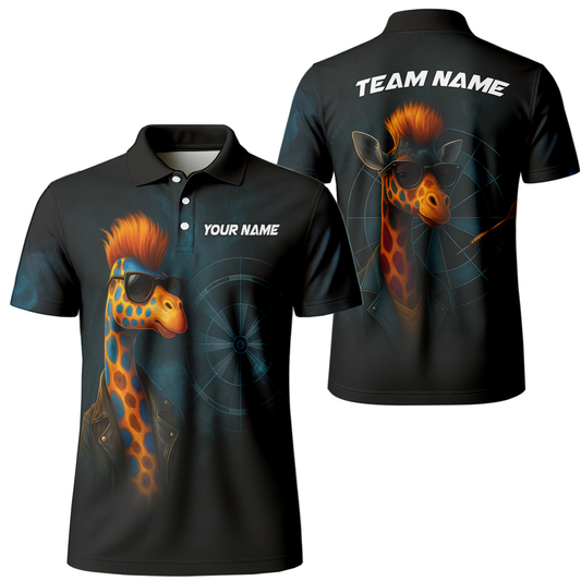 Personalized Cool Giraffe Darts Polo Shirt Black main image - polo, Pocket No