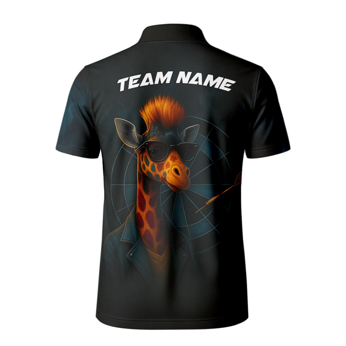 Personalized Cool Giraffe Darts Polo Shirt Black additional image 3