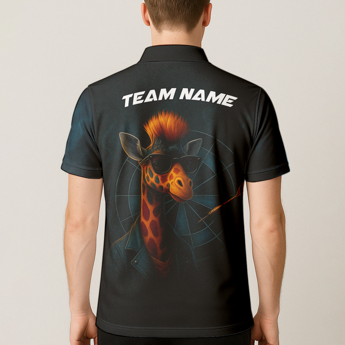 Personalized Cool Giraffe Darts Polo Shirt Black additional image 5