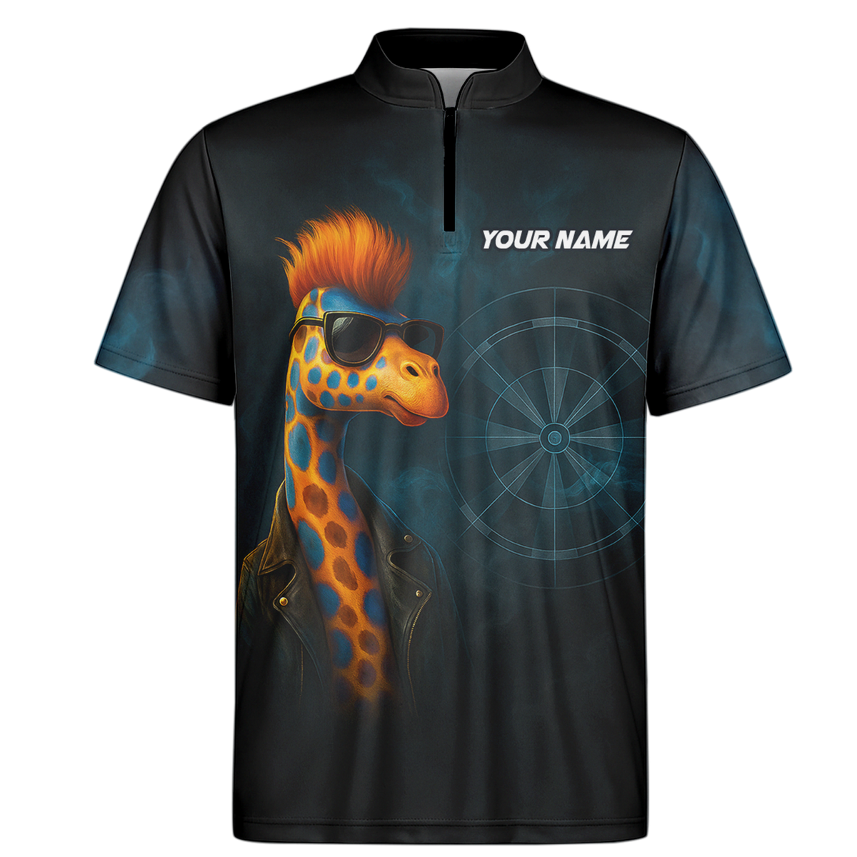 Personalized Cool Giraffe Darts Polo Shirt Black additional image 6
