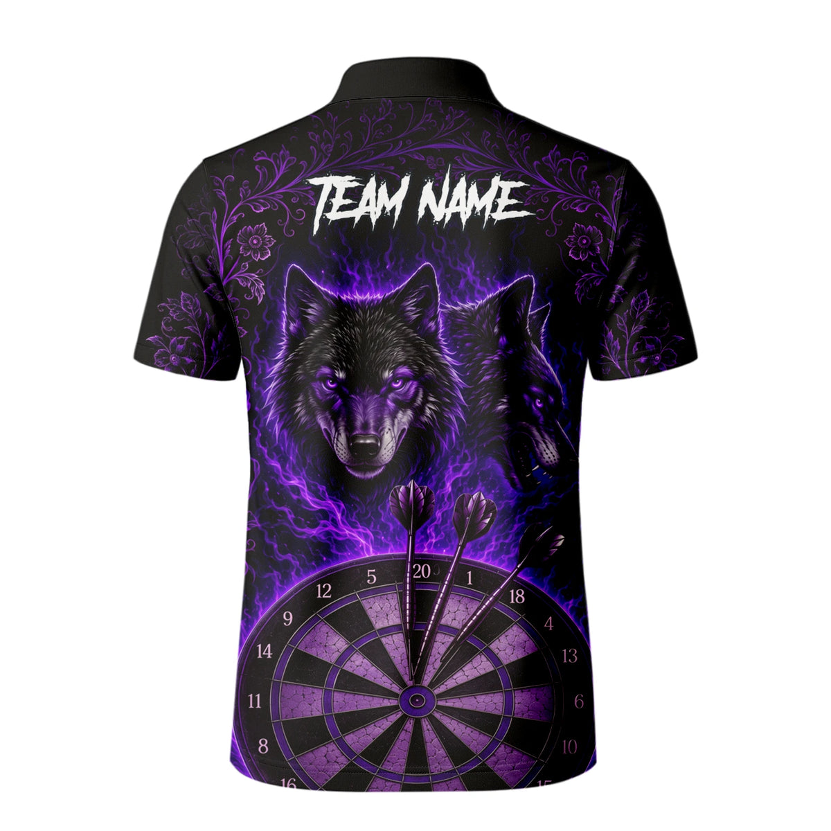 Personalised Black & Purple Wolf Dartboard Darts Shirt For Men J133