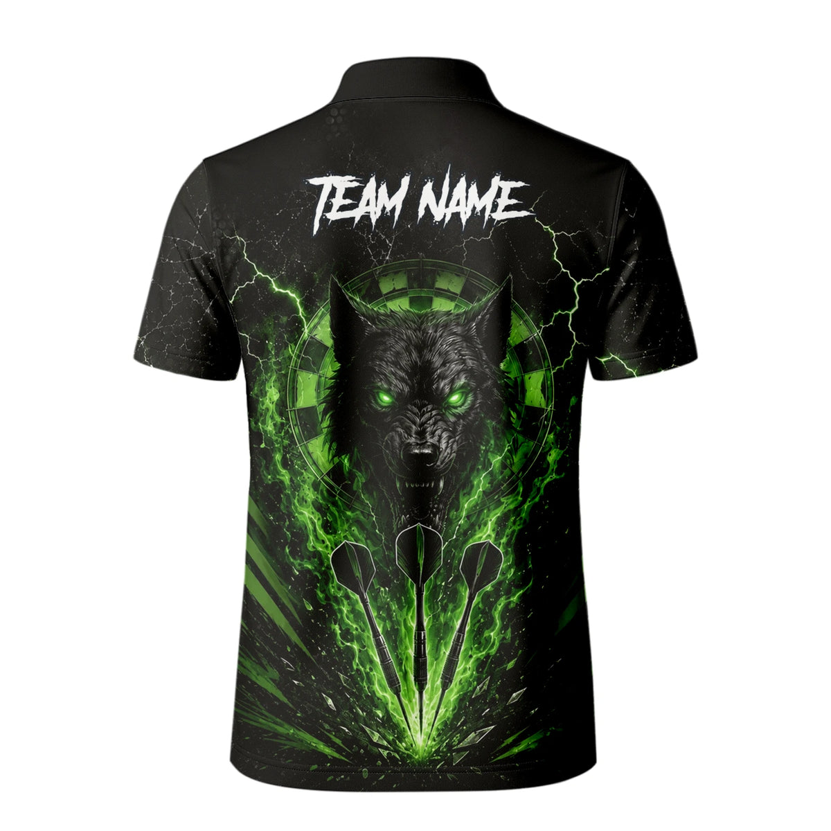 Personalised Black & Green Wolf Dartboard Darts Shirt For Men F303