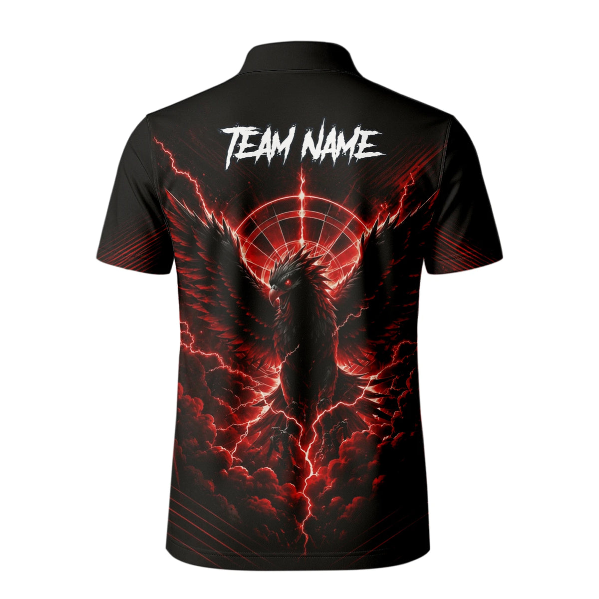 Personalised Black & Red Phoenix Lightning Dartboard Darts Shirt For Men J120