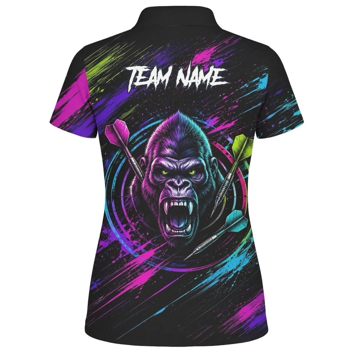 Personalised Black Pink & Purple Gorilla Darts Shirt For Women U874