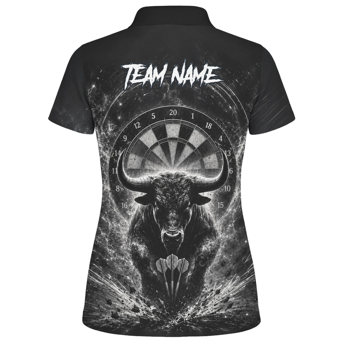 Personalised Black & White Bull Head Darts Shirt For Women V420