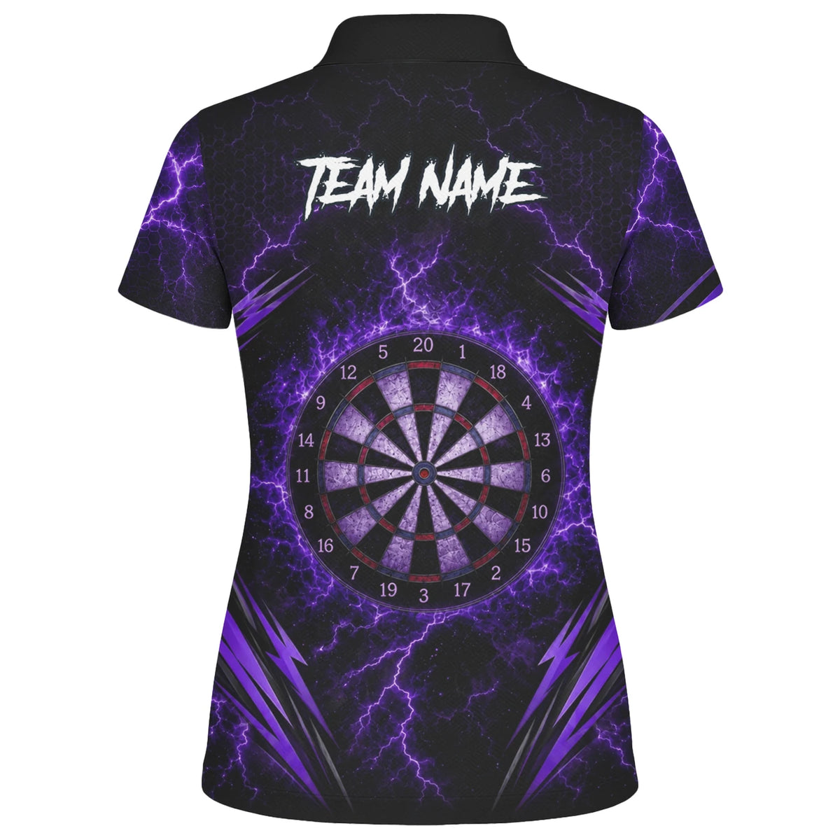 Personalised Black & Purple Lightning Skeleton Hand Darts Shirt For Women H822