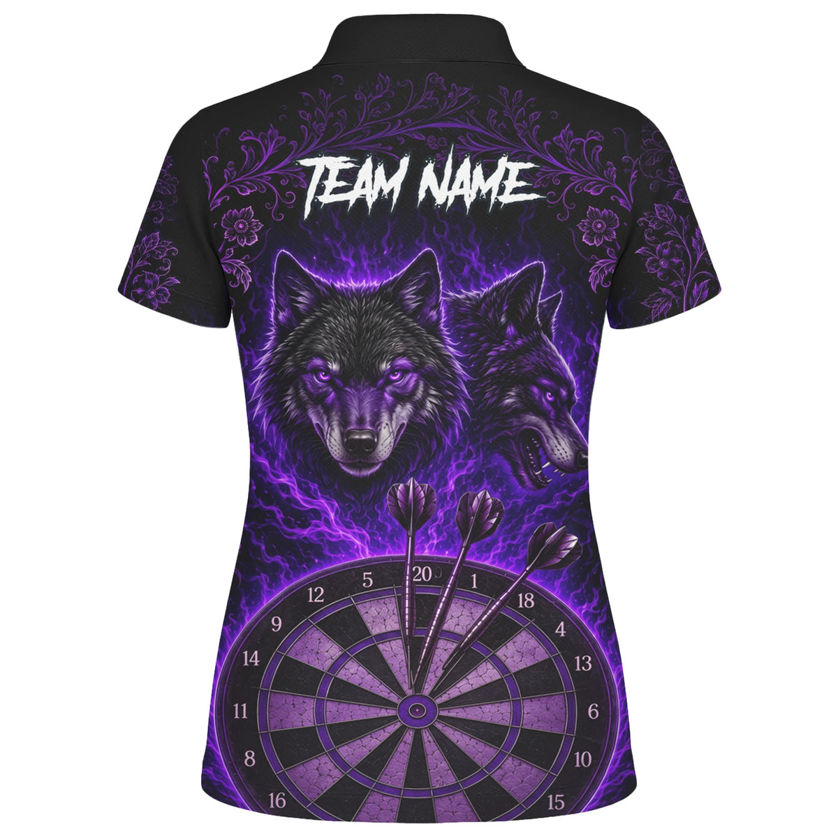 Personalised Black & Purple Wolf Dartboard Darts Shirt For Women J133
