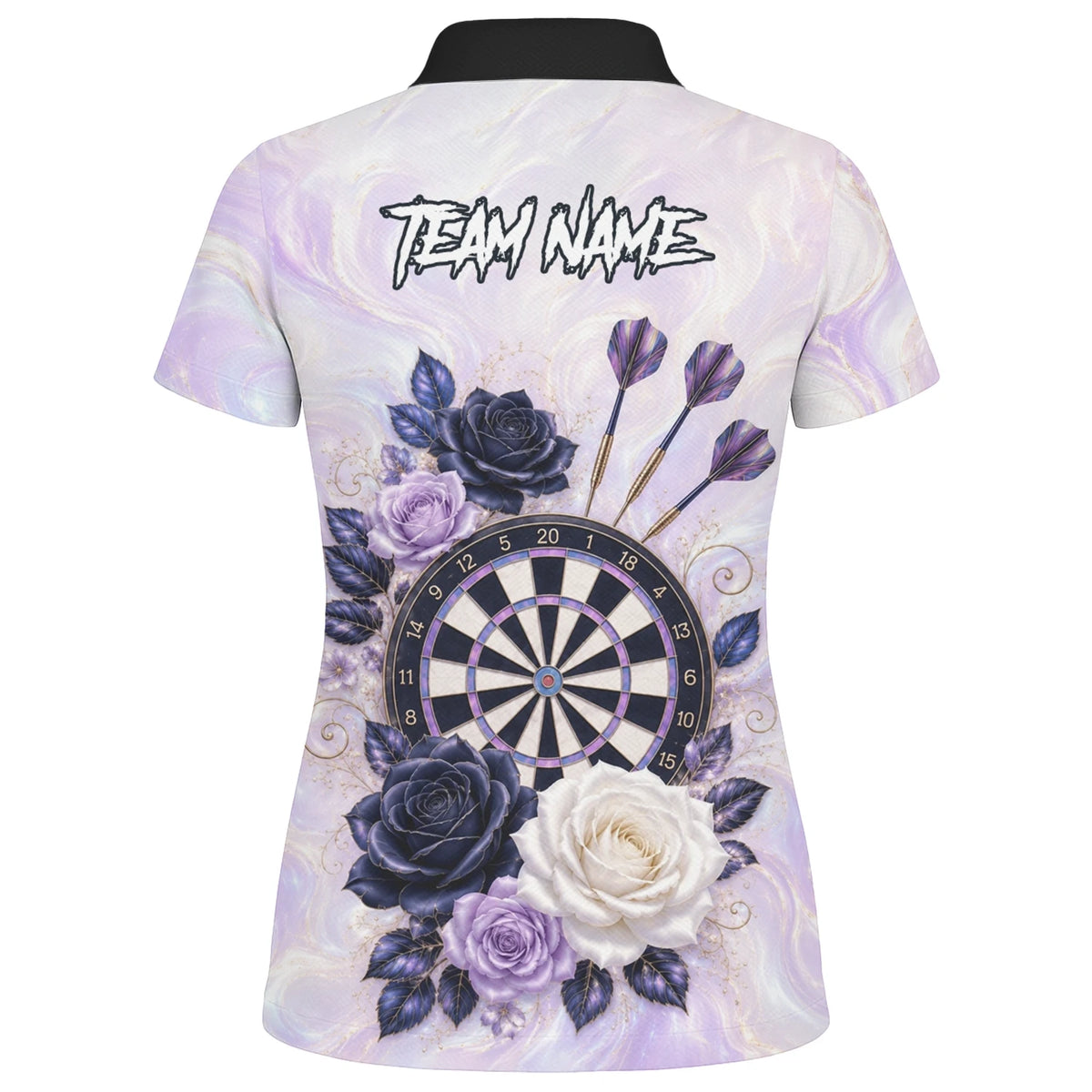 Personalised Purple Marble Rose Darts Polo Shirt For Women S206