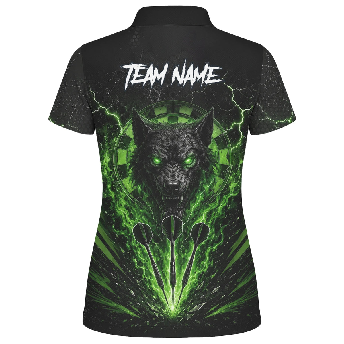 Personalised Black & Green Wolf Dartboard Darts Shirt For Women F303