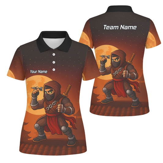Personalised Ninja Moon Darts Polo Shirt Brown Black For Men E2506 main image - polo No