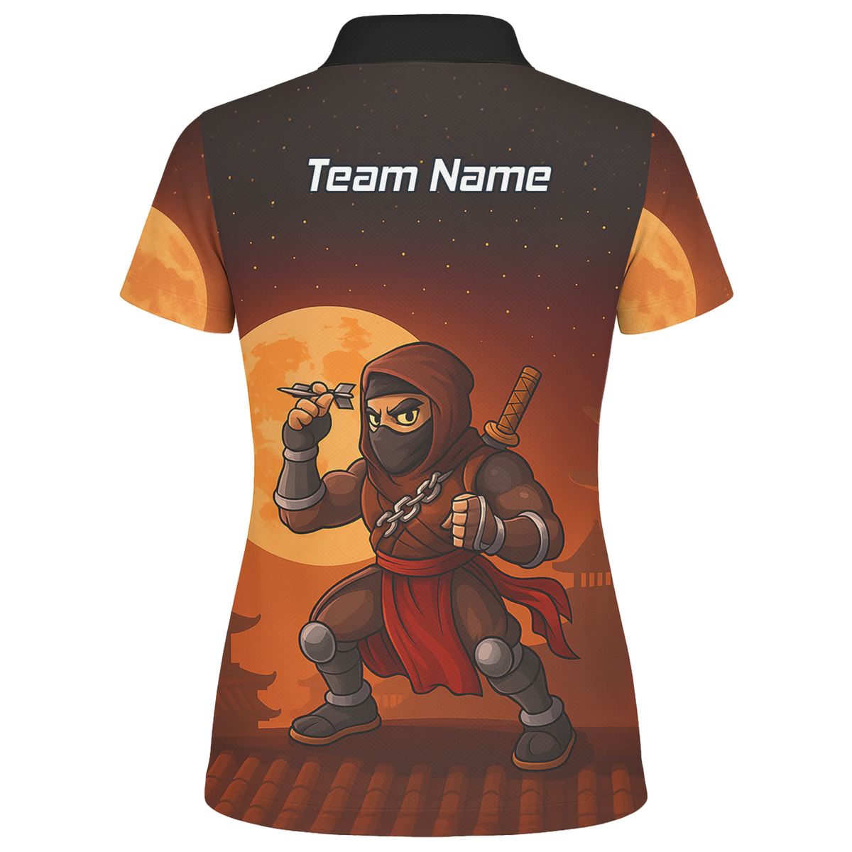Personalised Ninja Moon Darts Polo Shirt Brown Black For Men E2506 additional image 2