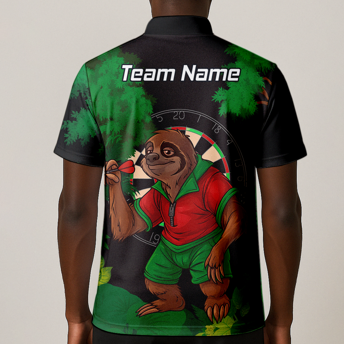 Personalised Sloth Jungle Dart Polo Shirt Black Green Red For Men K9408 additional image 1
