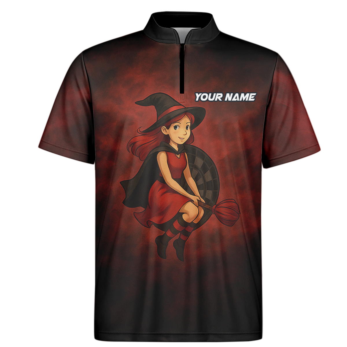 Personalized Halloween Witch Dart Polo Shirt Dark Red Black additional image 6