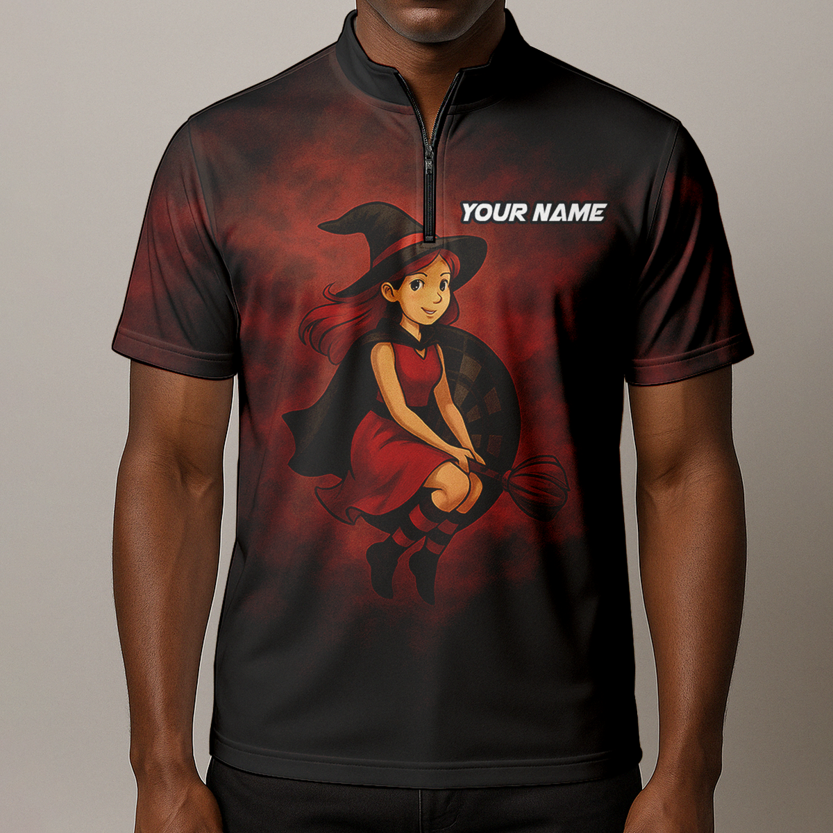 Personalized Halloween Witch Dart Polo Shirt Dark Red Black additional image 8
