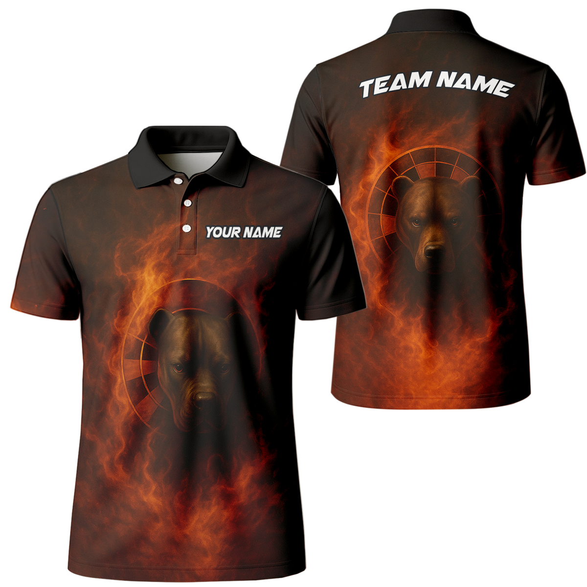 Personalized Pit Bull Fire Flame Dart Shirt Polo Custom Name main image - polo, Pocket No