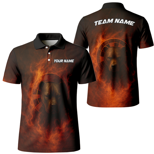 Personalized Pit Bull Fire Flame Dart Shirt Polo Custom Name main image - polo, Pocket No