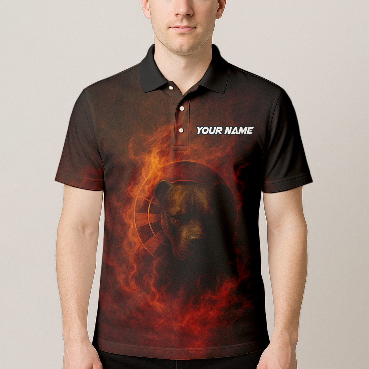 Personalized Pit Bull Fire Flame Dart Shirt Polo Custom Name additional image 4