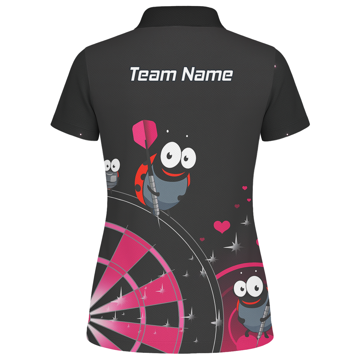 Personalised Ladybug Darts Polo Shirt Black Pink For Men E3635 additional image 2