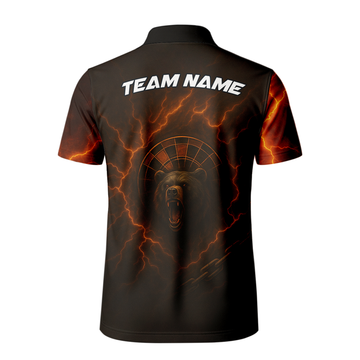 Personalized Fiery Bear Lightning Dart Polo Shirt Black Red Orange additional image 3