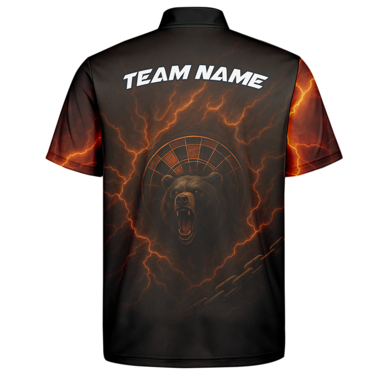 Personalized Fiery Bear Lightning Dart Polo Shirt Black Red Orange additional image 7
