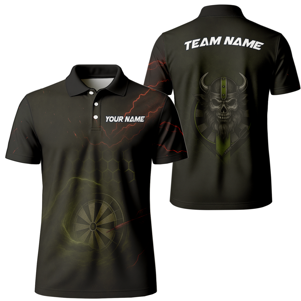 Personalized Viking Skull Dark Darts Jersey Polo Shirt Custom Name Team main image - polo, Pocket No