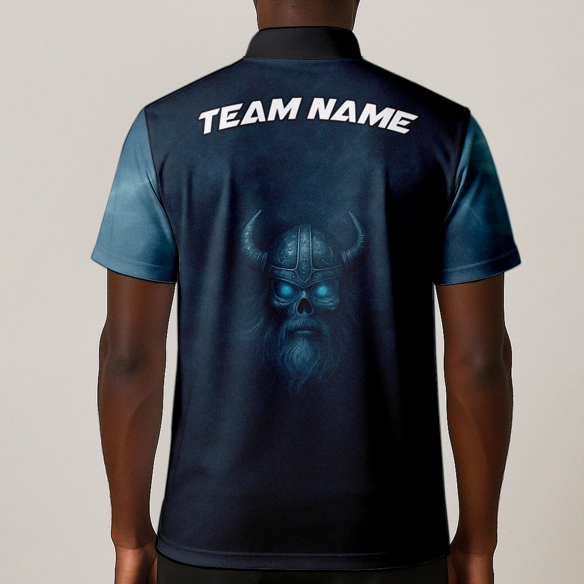 Personalized Viking Raven Skull Dart Jersey Polo Shirt Dark Blue additional image 1