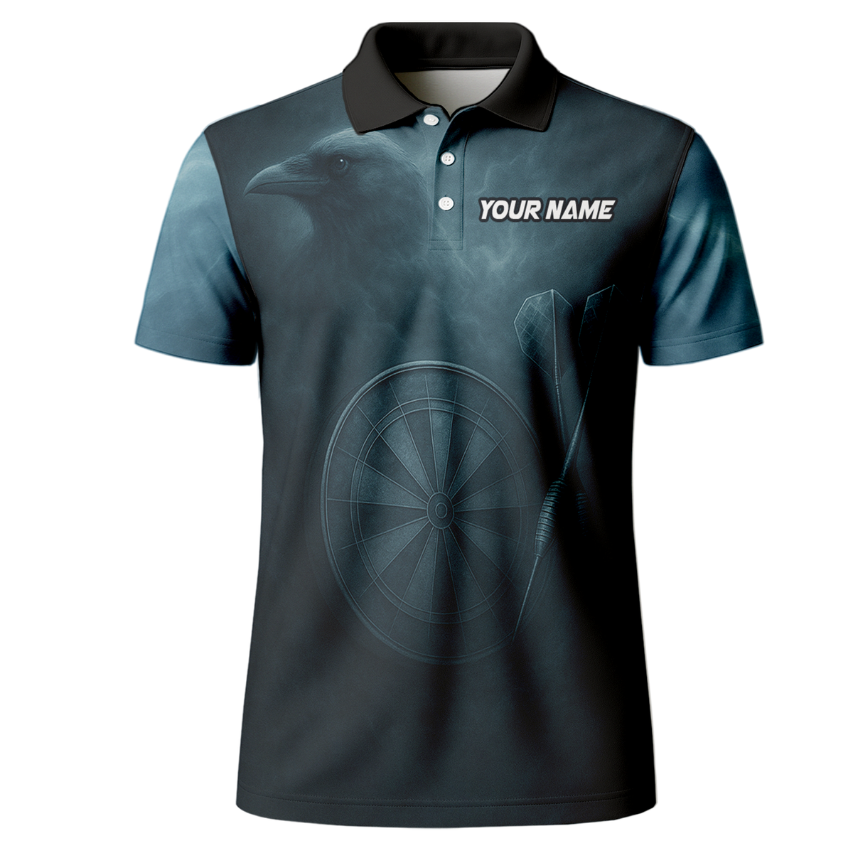 Personalized Viking Raven Skull Dart Jersey Polo Shirt Dark Blue additional image 2