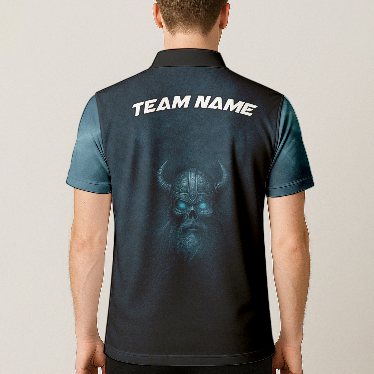 Personalized Viking Raven Skull Dart Jersey Polo Shirt Dark Blue additional image 5