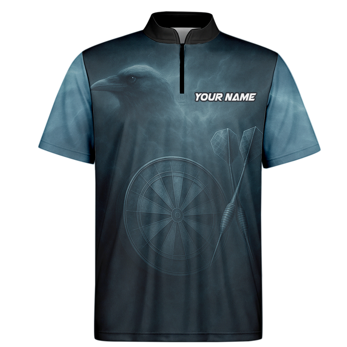 Personalized Viking Raven Skull Dart Jersey Polo Shirt Dark Blue additional image 6