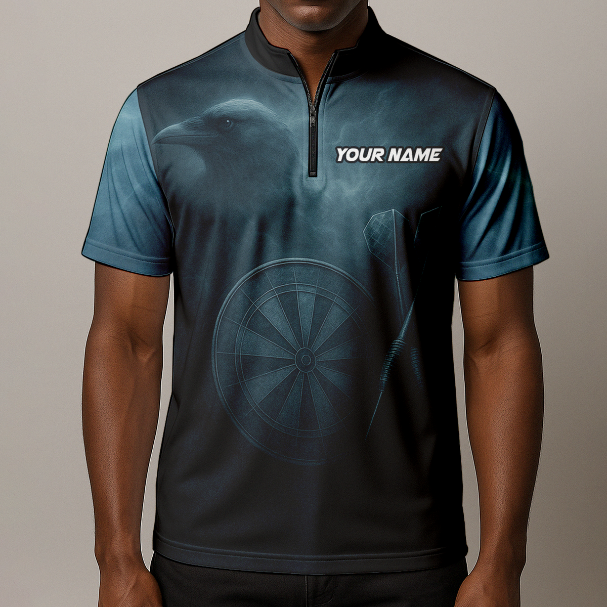 Personalized Viking Raven Skull Dart Jersey Polo Shirt Dark Blue additional image 8