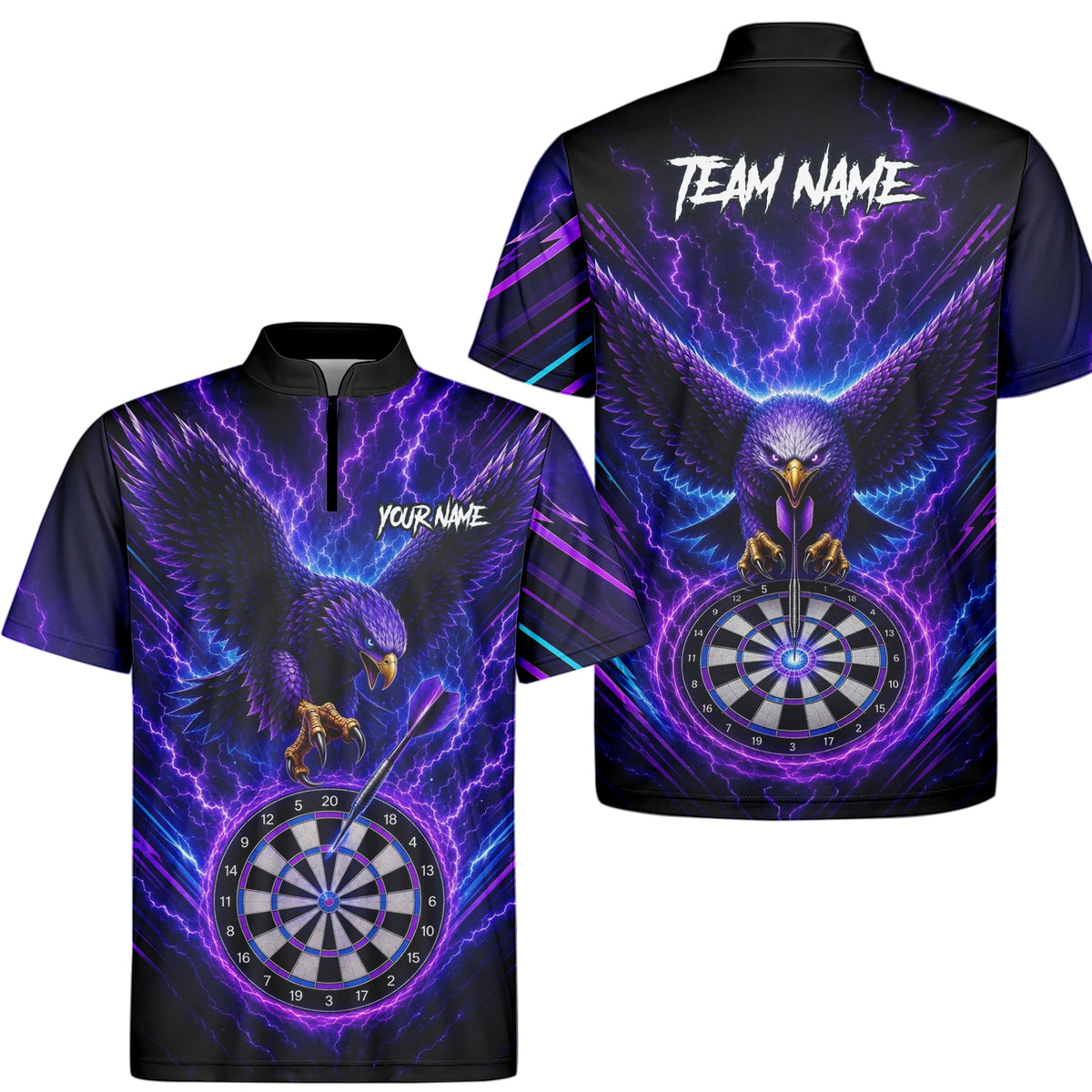 Personalised Purple Lightning Eagle Darts Polo Shirt For Men U478