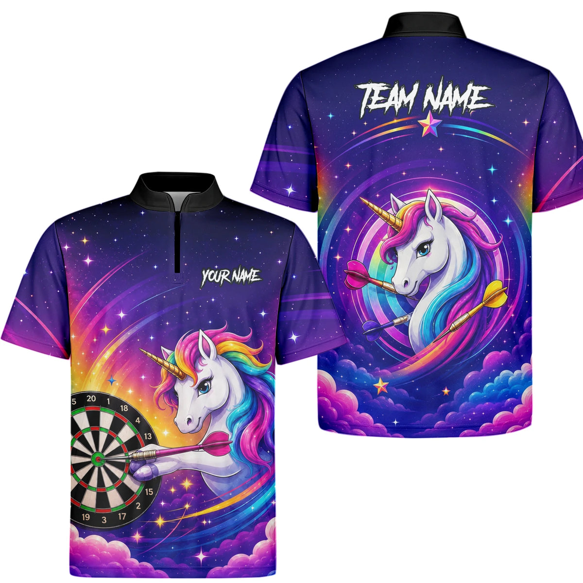 Personalised Purple Rainbow Unicorn Darts Shirt For Men P431