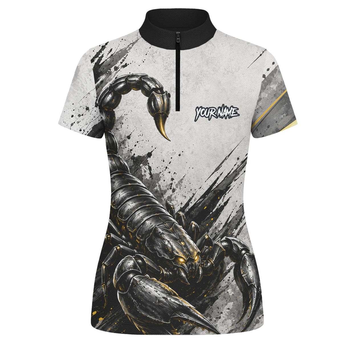 Personalised White Black Gold Scorpion Darts Shirt For Women S226