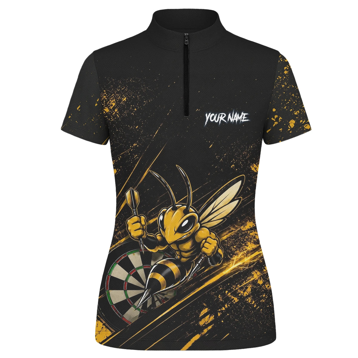 Personalised Black & Gold Bee Dartboard Darts Shirt For Women L410