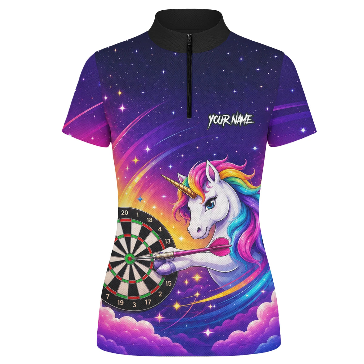 Personalised Purple Rainbow Unicorn Darts Shirt For Women P431