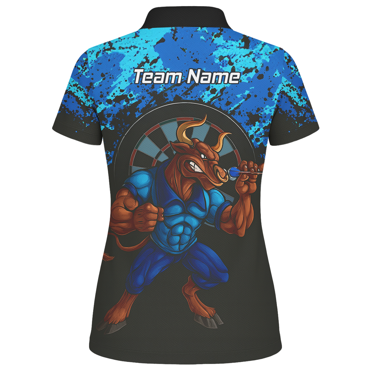 Personalised Bull Darts Polo Shirt Blue Black Splatter For Men Q5112 additional image 2