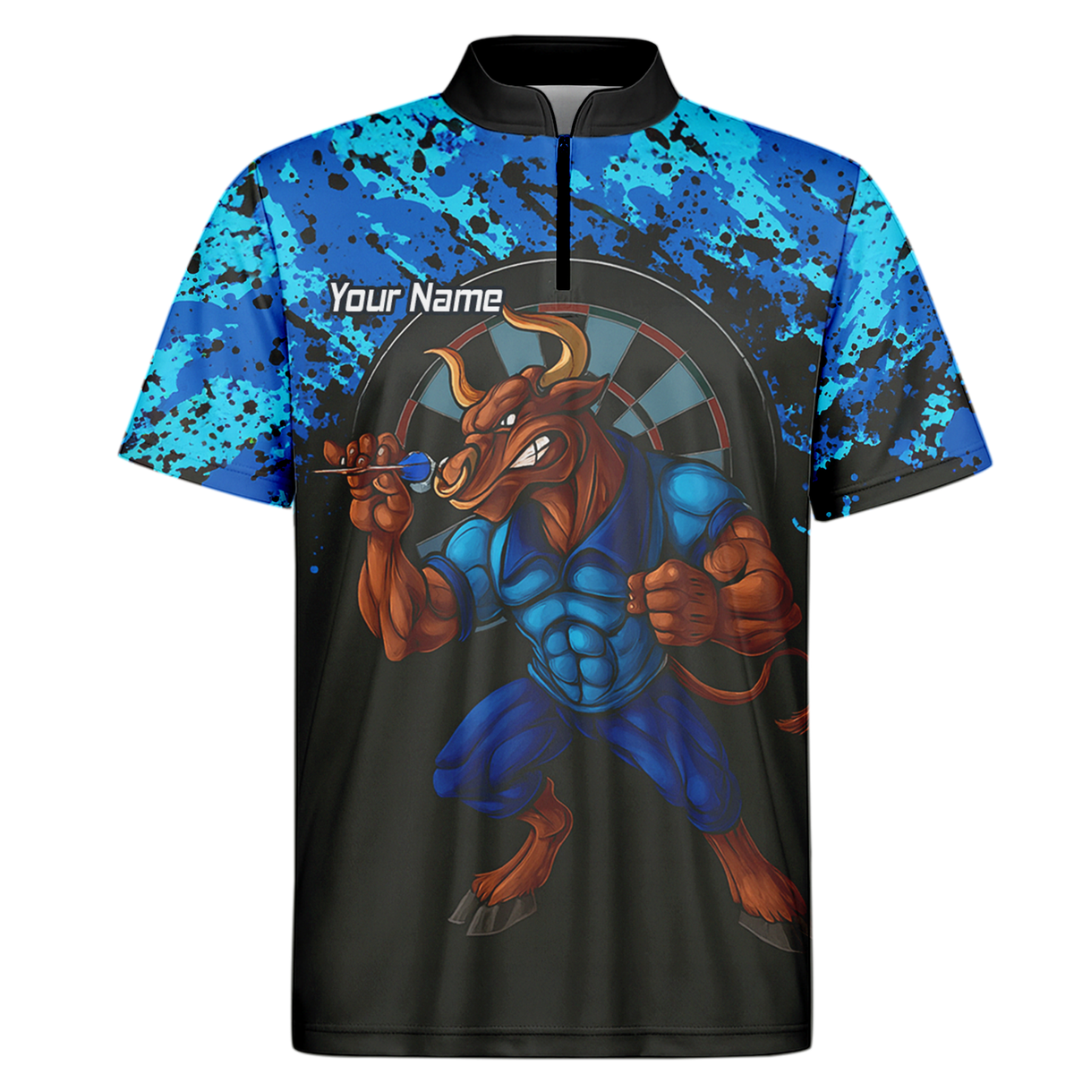 Personalised Bull Darts Polo Shirt Blue Black Splatter For Men Q5112 additional image 6