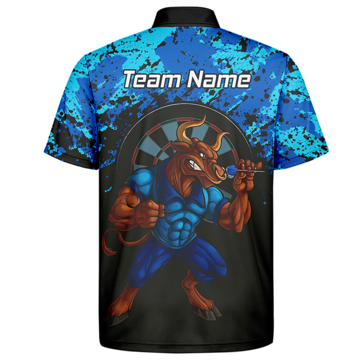 Personalised Bull Darts Polo Shirt Blue Black Splatter For Men Q5112 additional image 7