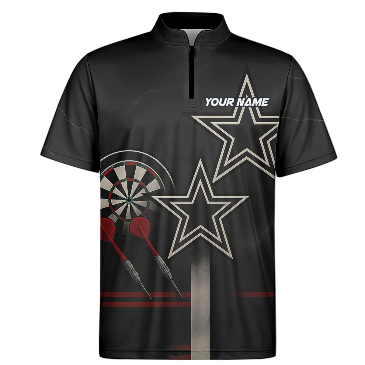 Custom Personalized Dart Polo Shirt Black Red White Stars Grunge Darts additional image 6