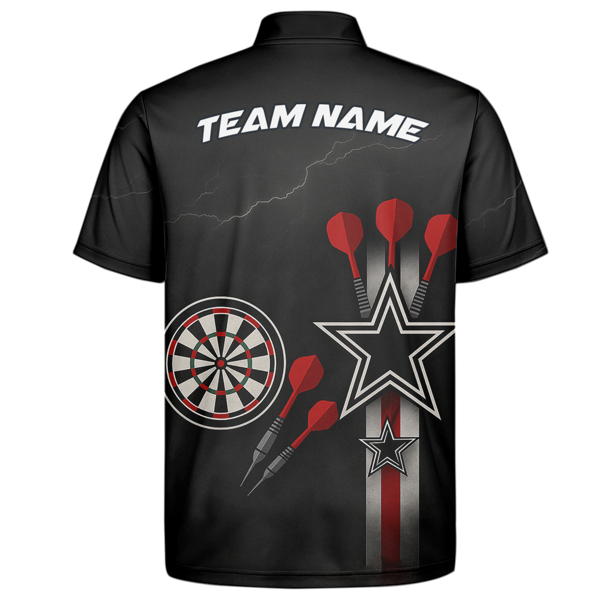 Custom Personalized Dart Polo Shirt Black Red White Stars Grunge Darts additional image 7