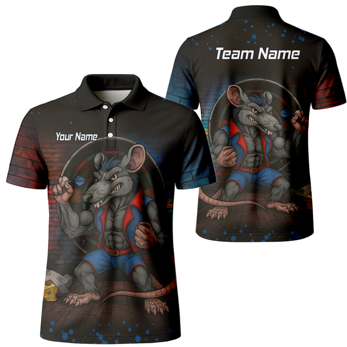Personalised Fierce Rat Dart Polo Shirt Black Blue Red For Men S3305 main image - polo No
