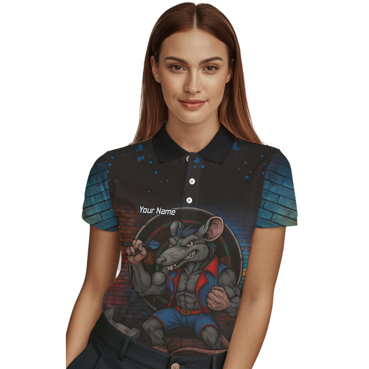 Personalised Fierce Rat Dart Polo Shirt Black Blue Red For Men S3305 additional image 3