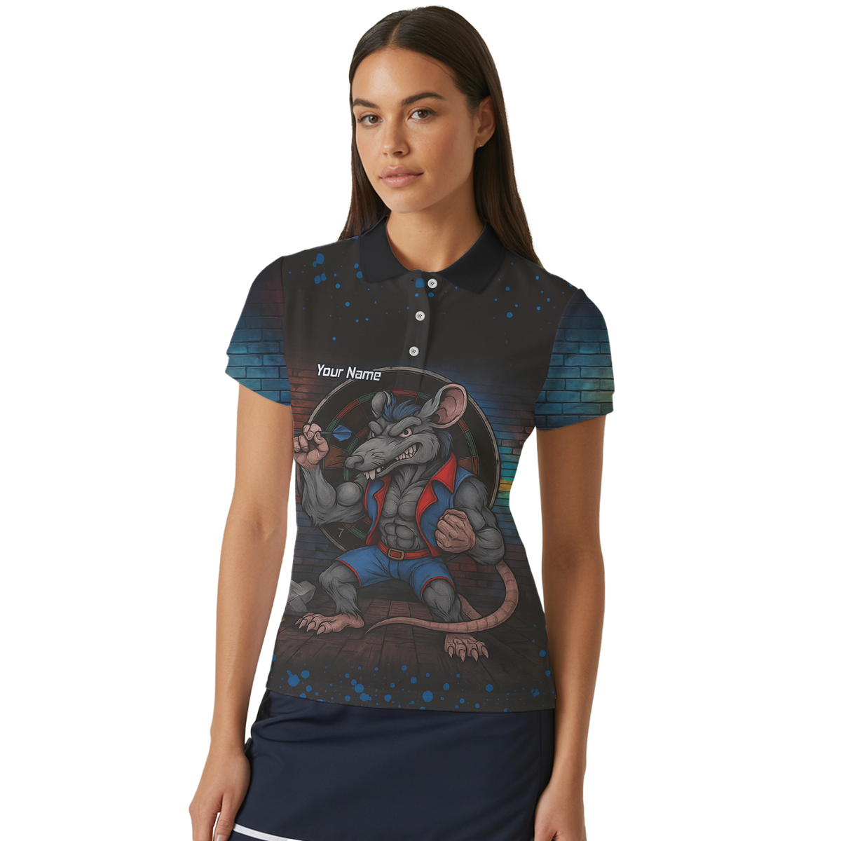 Personalised Fierce Rat Dart Polo Shirt Black Blue Red For Men S3305 additional image 4