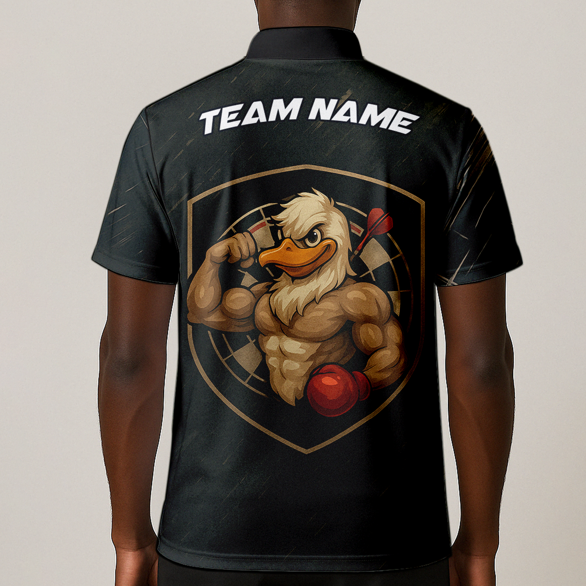 Personalized Custom Muscle Duck Dart Shirt Polo Dark Gray Name Team additional image 1