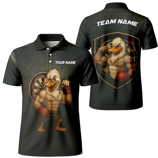 Personalized Custom Muscle Duck Dart Shirt Polo Dark Gray Name Team main image - polo, Pocket No