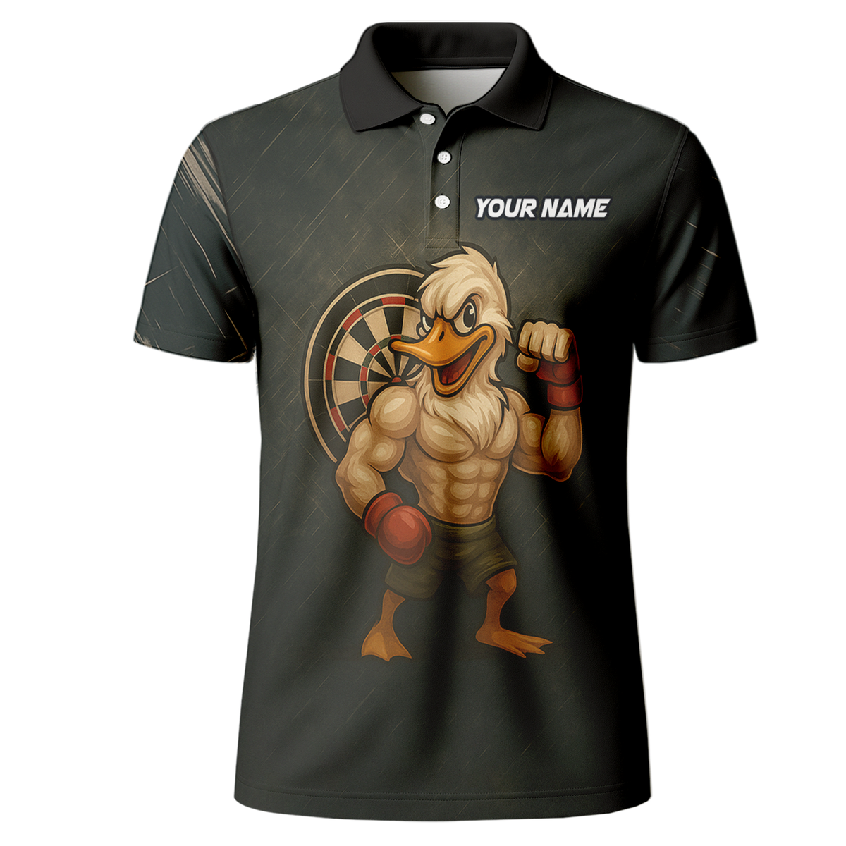 Personalized Custom Muscle Duck Dart Shirt Polo Dark Gray Name Team additional image 2