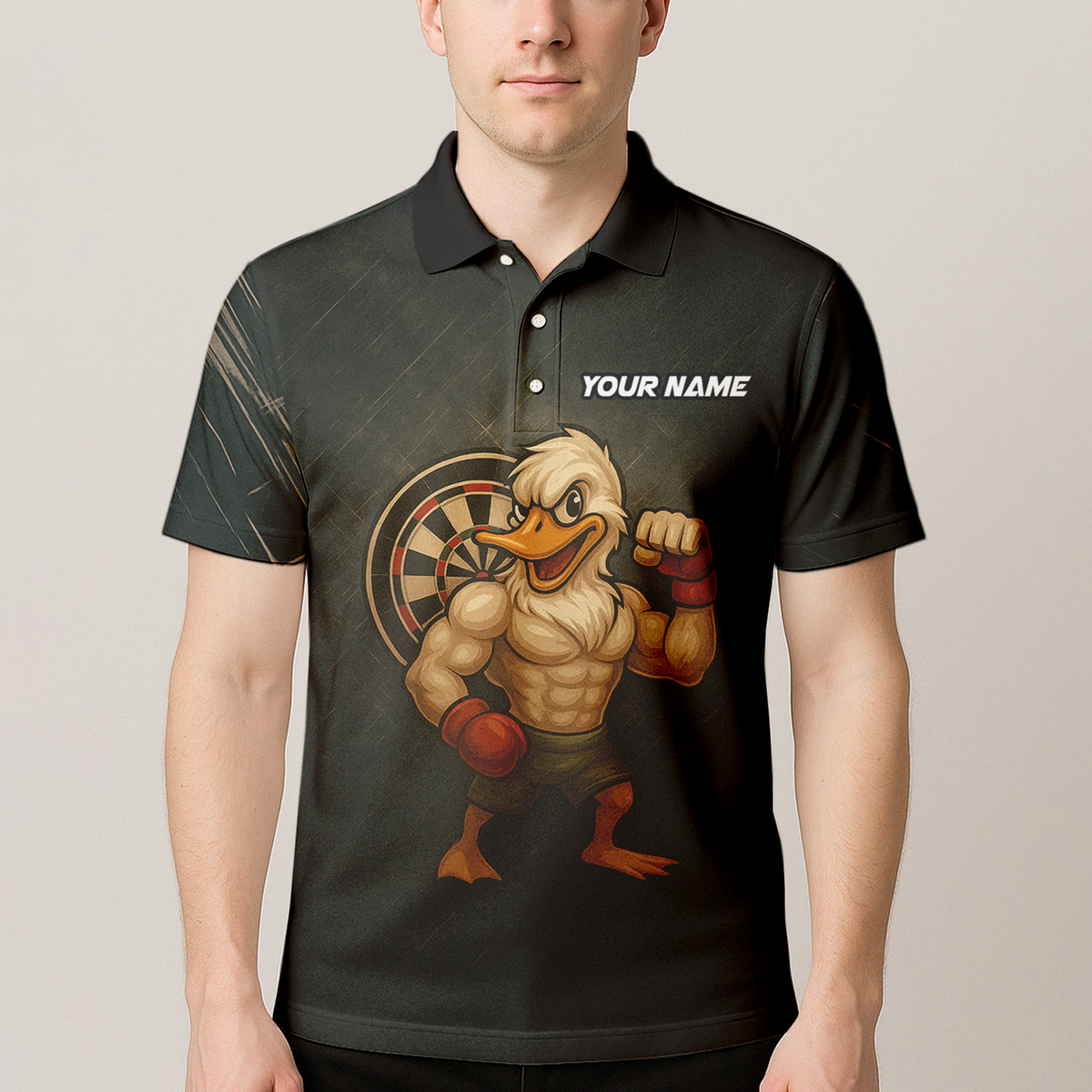 Personalized Custom Muscle Duck Dart Shirt Polo Dark Gray Name Team additional image 4