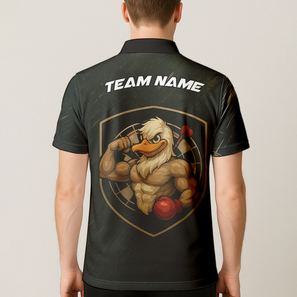 Personalized Custom Muscle Duck Dart Shirt Polo Dark Gray Name Team additional image 5