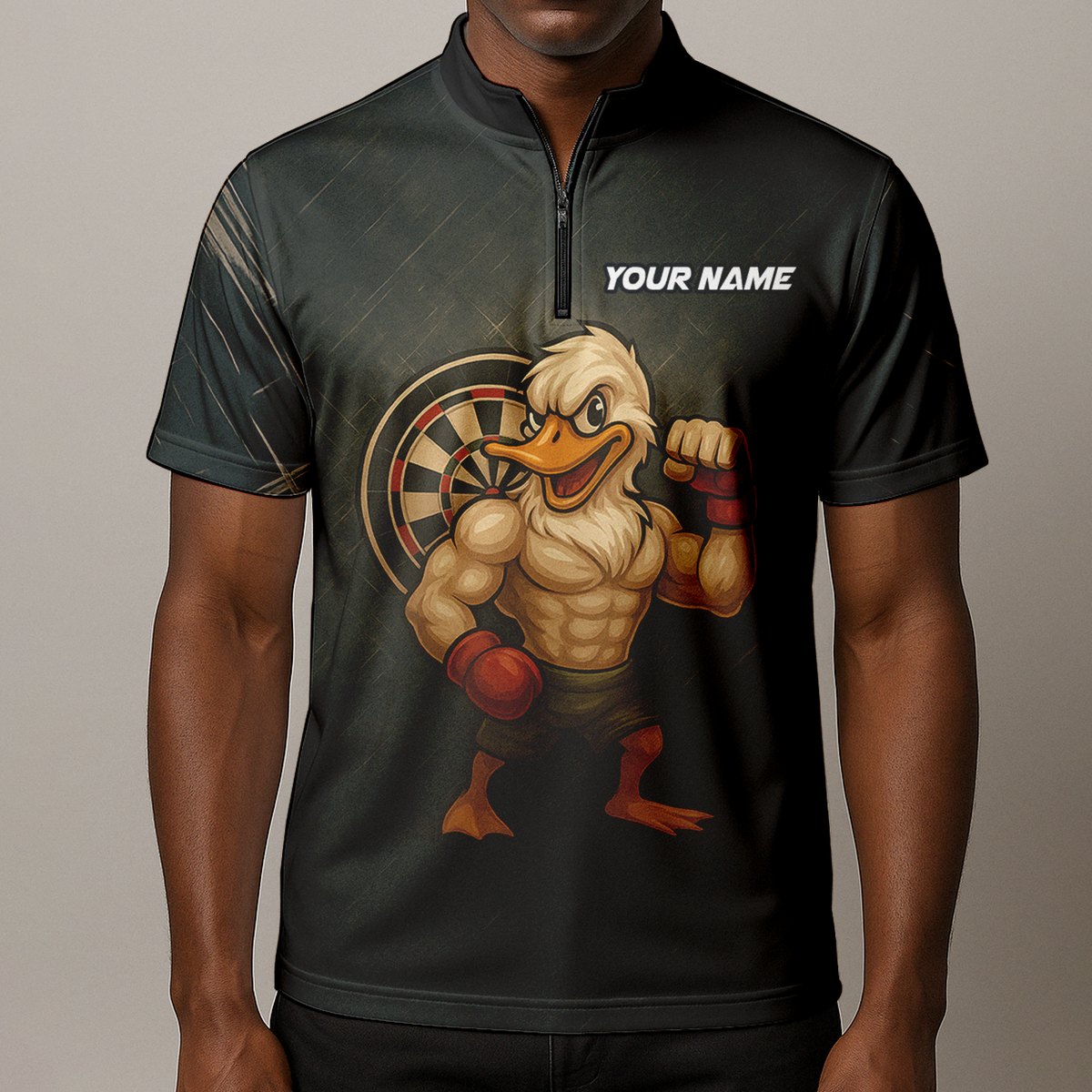 Personalized Custom Muscle Duck Dart Shirt Polo Dark Gray Name Team additional image 8