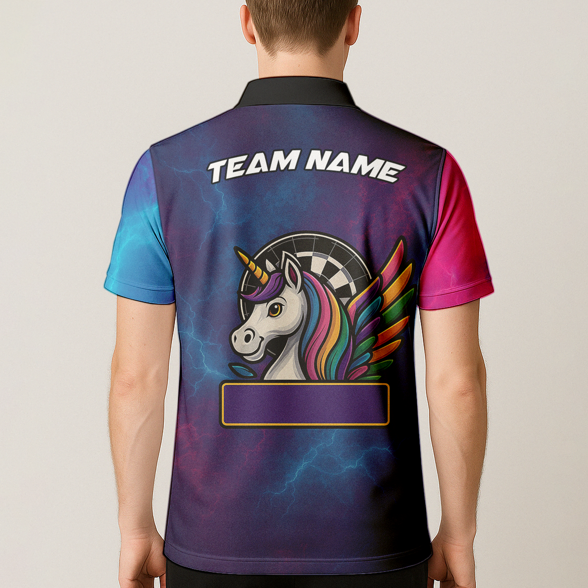 Personalized Unicorn Rainbow Lightning Dart Shirt Polo Purple Blue additional image 5